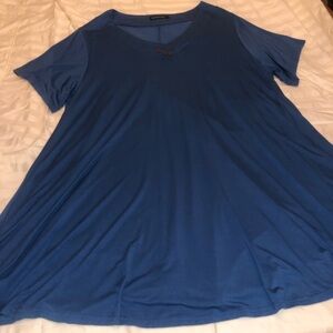 Chic Blue V-Neck Short Sleeve Women's Top